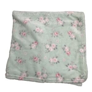 Baby Starters Blanket Mint Green Pink Flowers Soft 30x34 Floral